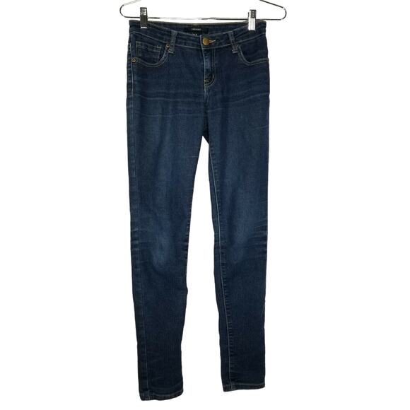 Forever 21 Womens Skinny Jeans Size 24 Medium Wash Stretch Low Rise Zip Fly - Picture 1 of 8
